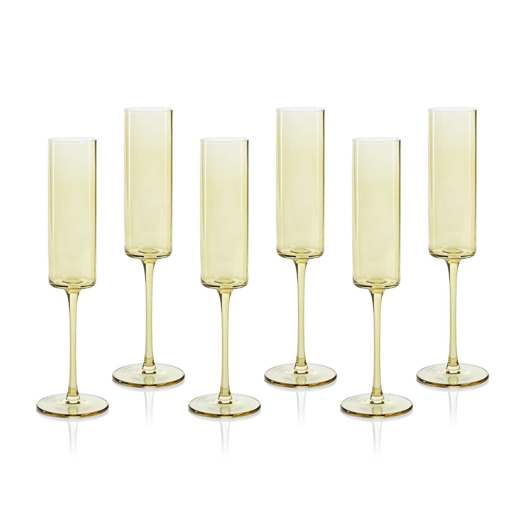 Zodax Light Yellow Foligno Champagne Flutes, Set of 6