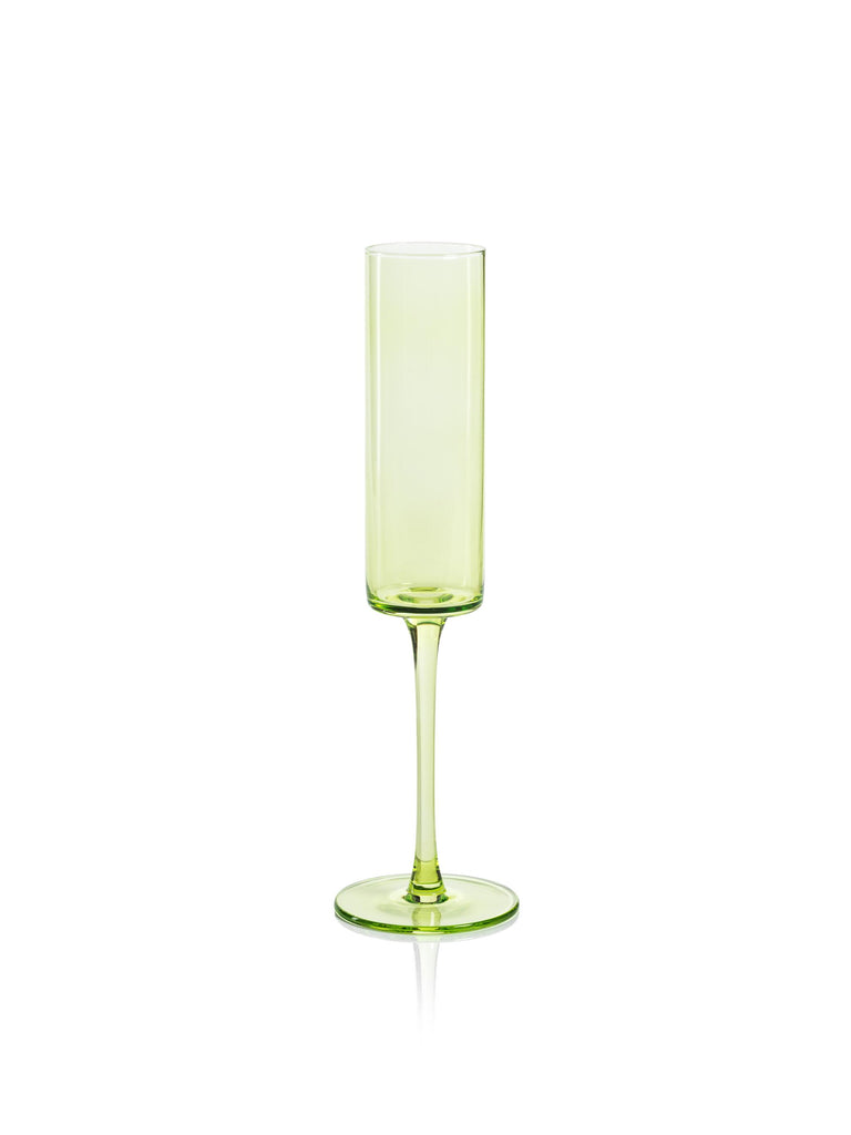 Zodax Light Green Foligno Champagne Flutes, Set of 6