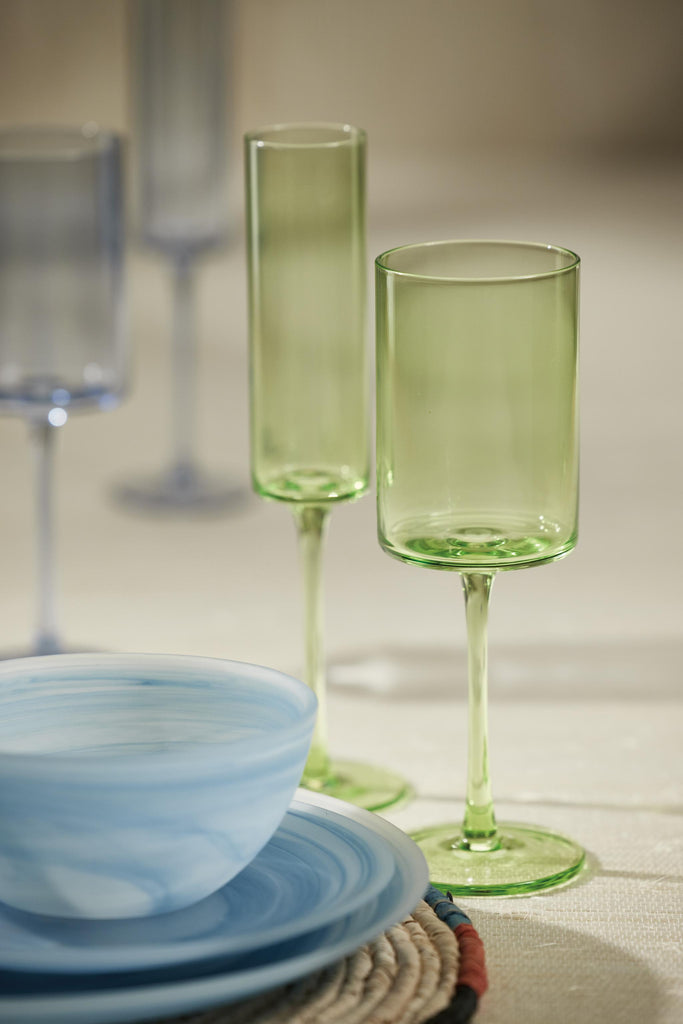 Zodax Light Green Foligno Champagne Flutes, Set of 6