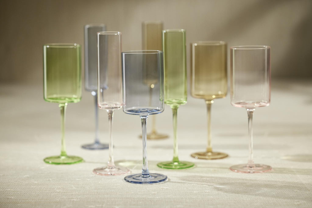 Zodax Light Green Foligno Champagne Flutes, Set of 6