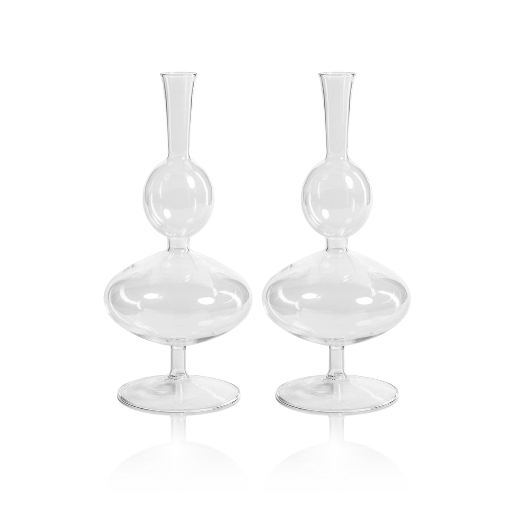 Zodax Double-5" x 11.25" Lillee Glass Footed Vases, Set of 2