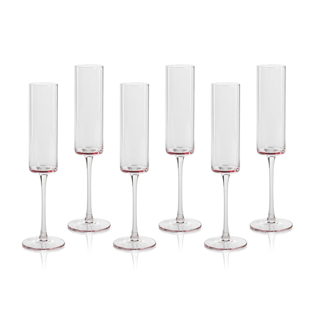 Zodax Light Pink Foligno Champagne Flutes, Set of 6