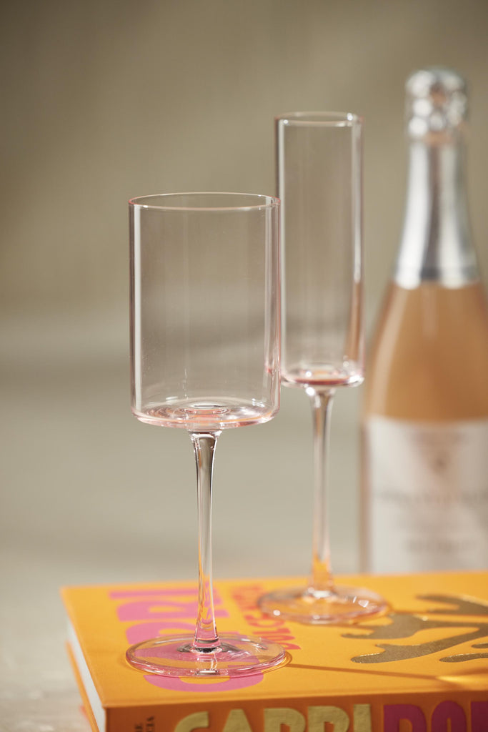 Zodax Light Pink Foligno Champagne Flutes, Set of 6