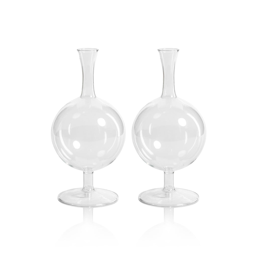 Zodax Round- 3" x 7.25" Lillee Glass Footed Vases, Set of 2