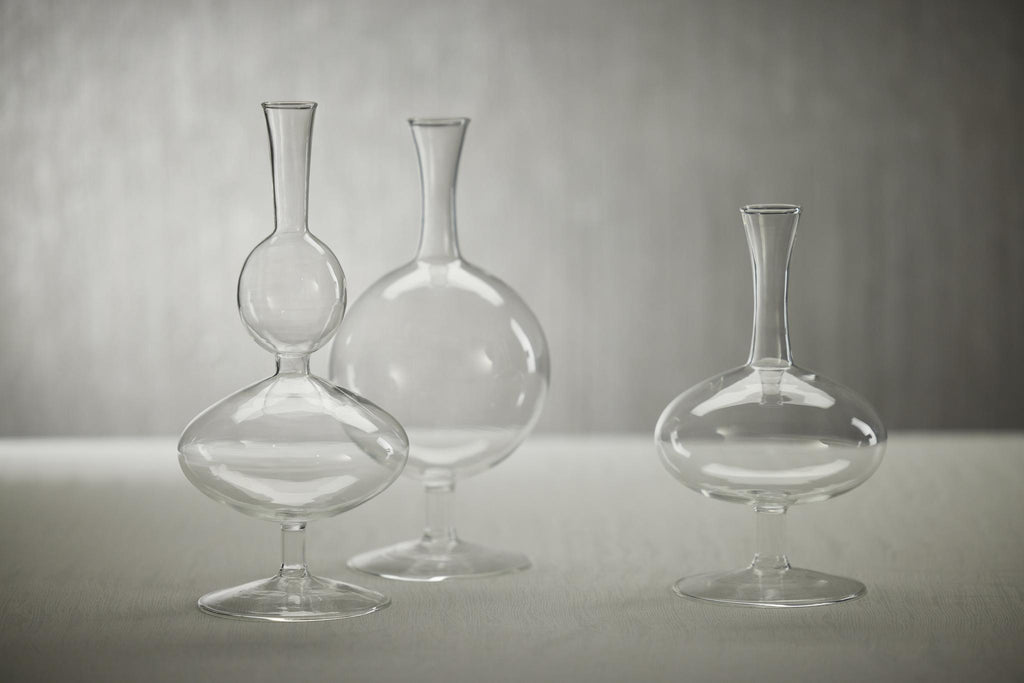 Zodax Round- 3" x 7.25" Lillee Glass Footed Vases, Set of 2