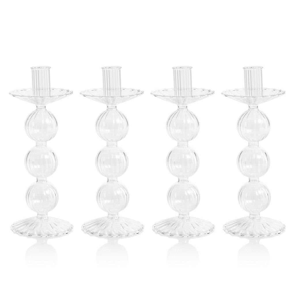 Zodax Lorena 8.75" Glass Taper Candle Holders, Set of 4