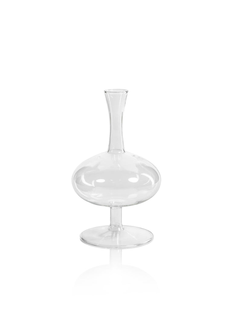 Zodax Oval- 3.5" x 8.75" Lillee Glass Footed Vases, Set of 2