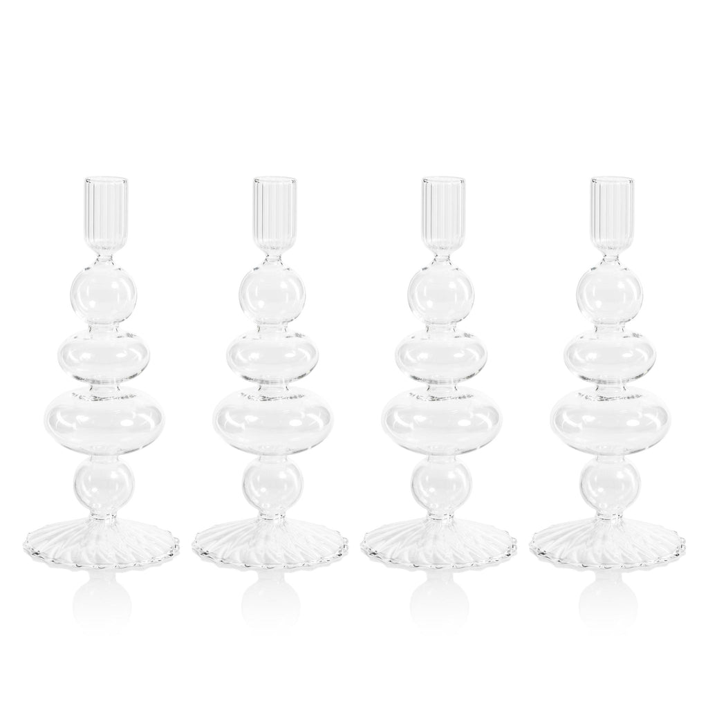 Zodax Tancredi 8.75" Glass Taper Candle Holders, Set of 4