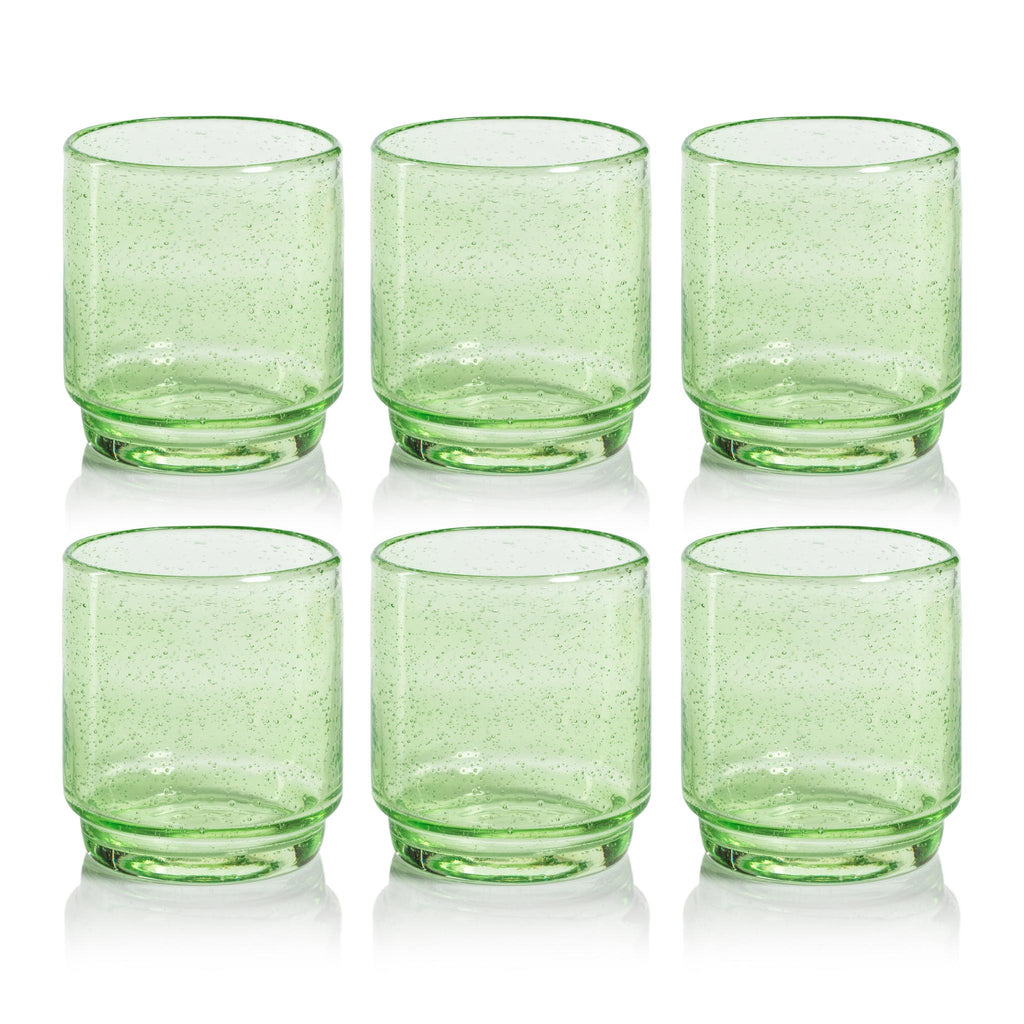 Zodax Fern Green Bitonto Bubbled Glass Tumblers, Set of 6