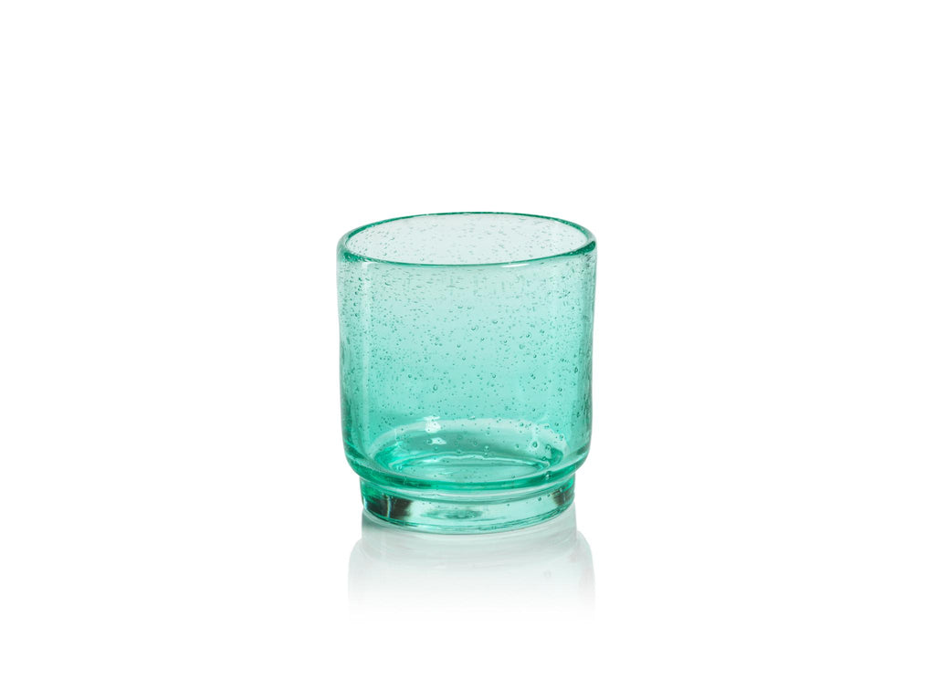 Zodax Turquoise Bitonto Bubbled Glass Tumblers, Set of 6