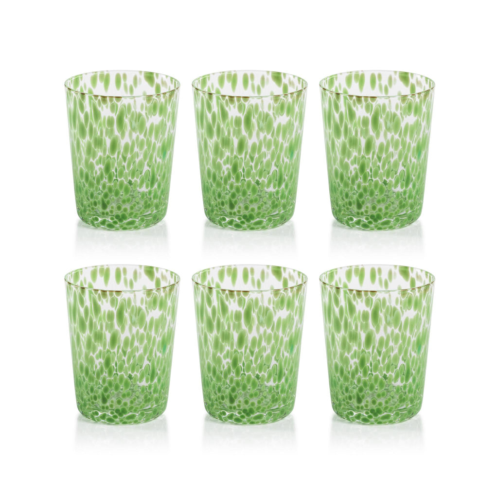 Zodax Green Willa Speckled Glass Tumblers, Set of 6