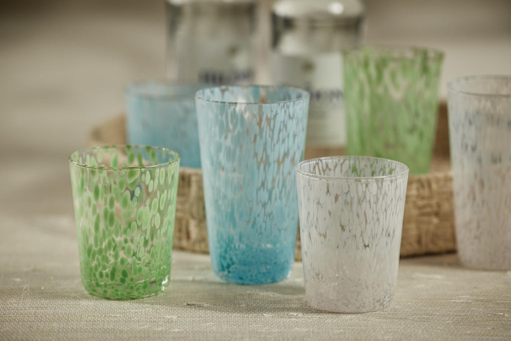 Zodax Green Willa Speckled Glass Tumblers, Set of 6