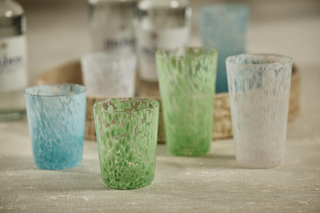 Zodax Green Willa Speckled Glass Tumblers, Set of 6