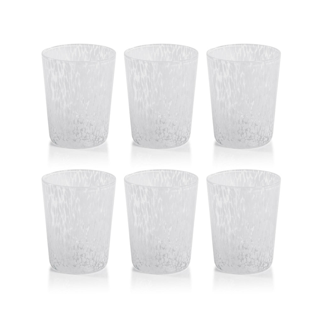 Zodax White Willa Speckled Glass Tumblers, Set of 6