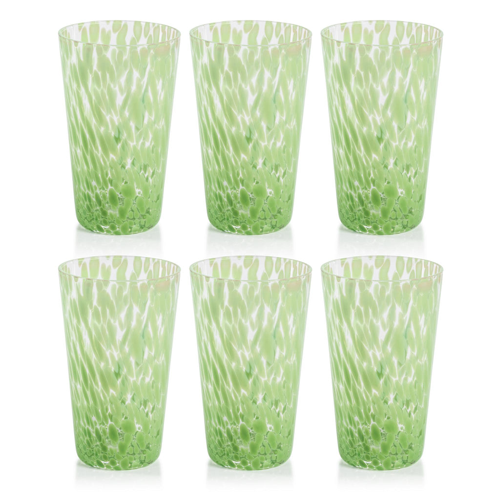 Zodax Green Willa Speckled Highball Glasses, Set of 6