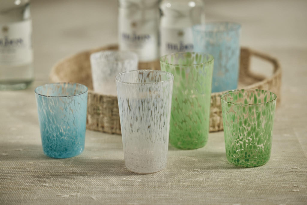 Zodax Green Willa Speckled Highball Glasses, Set of 6