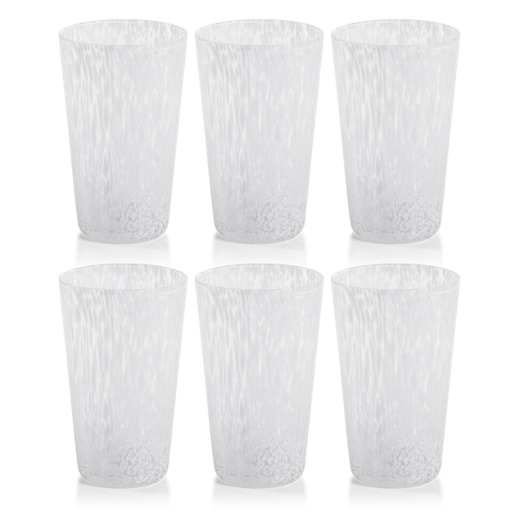 Zodax White Willa Speckled Highball Glasses, Set of 6