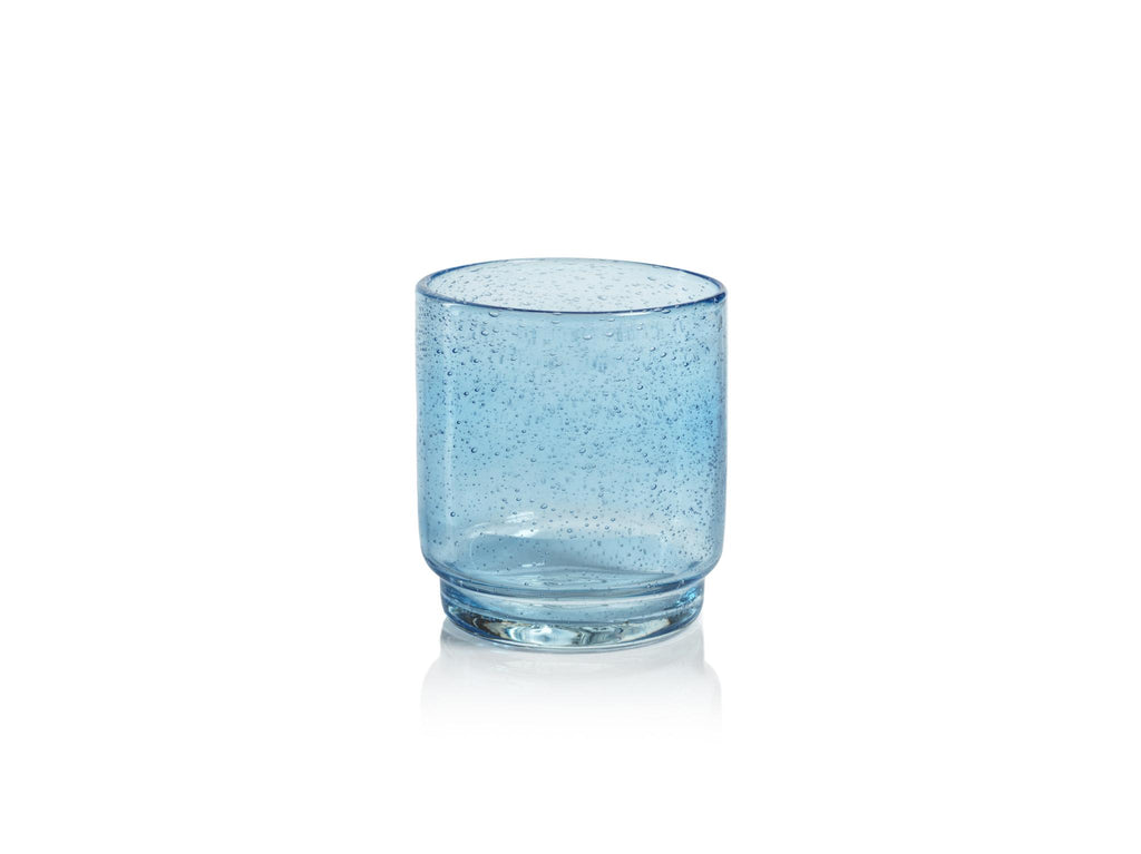 Zodax Sea Blue Bitonto Bubbled Glass Tumblers, Set of 6