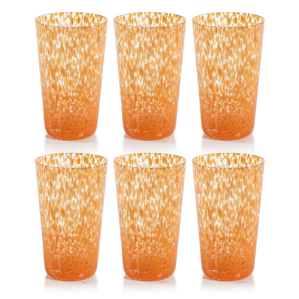 Zodax Orange Willa Speckled Highball Glasses, Set of 6