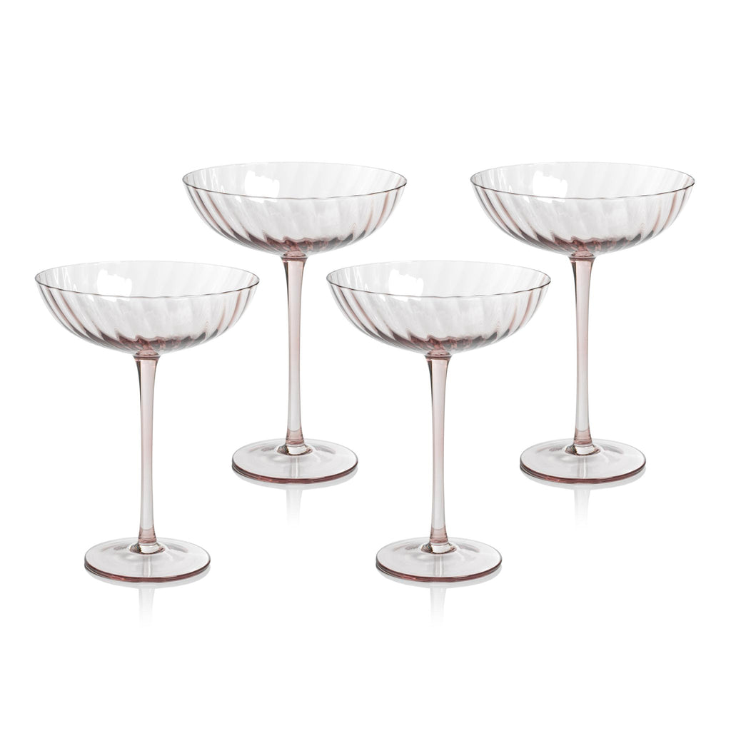 Zodax Lilac Sesto Optic Swirl Cocktail Glasses, Set of 4