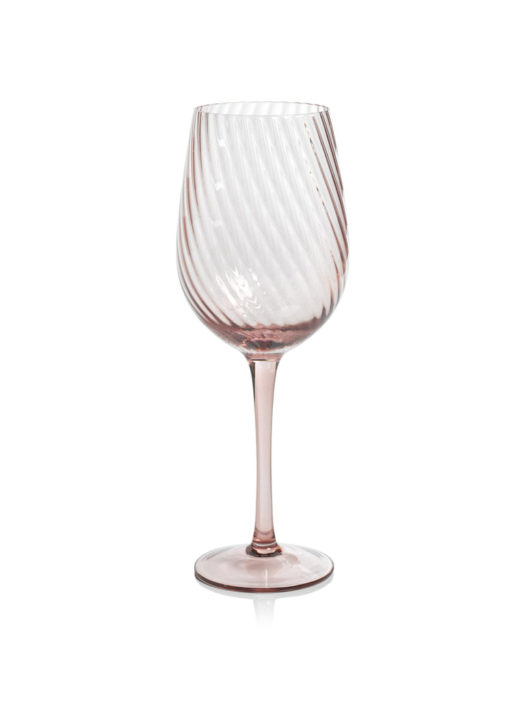 Zodax Lilac Sesto Optic Swirl White Wine Glasses, Set of 4