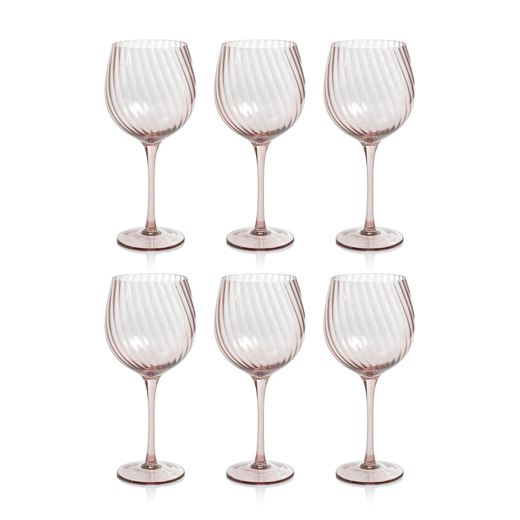 Zodax Lilac Sesto Optic Swirl Red Wine Glasses, Set of 6