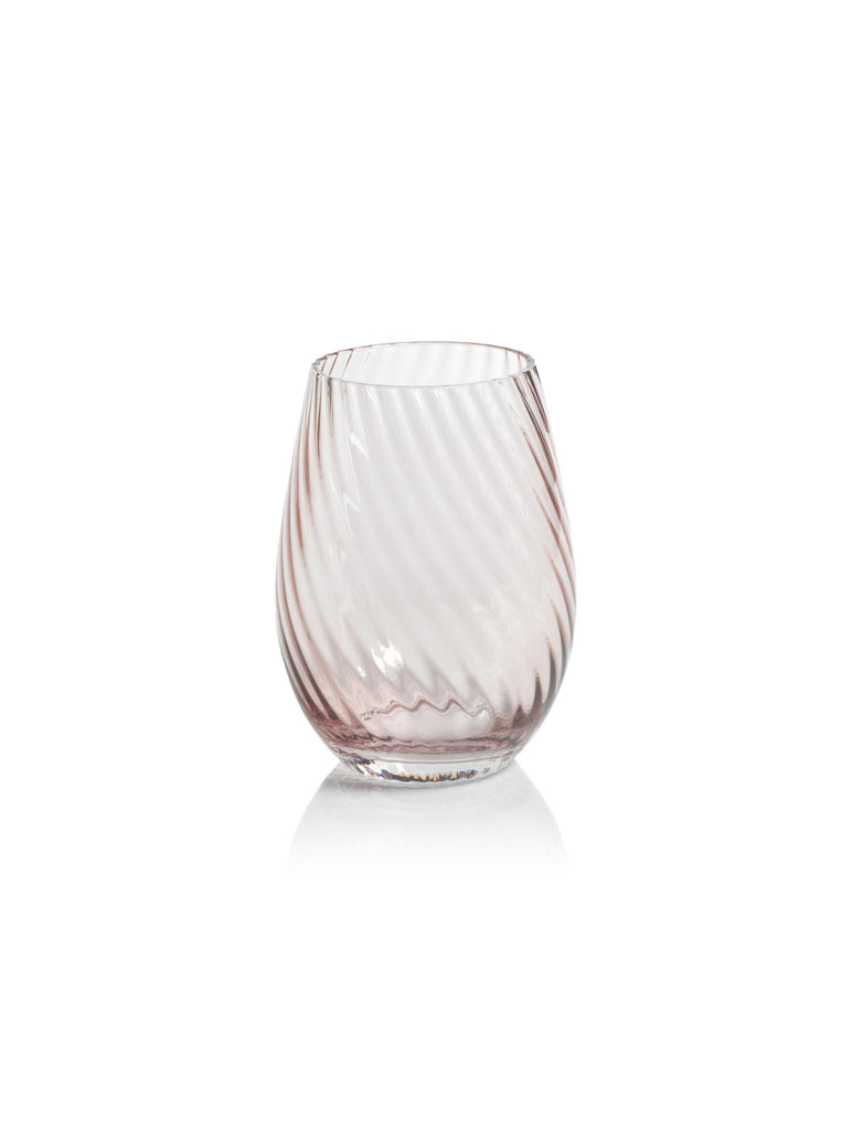 Zodax Lilac Sesto Optic Swirl Stemless Glasses, Set of 4