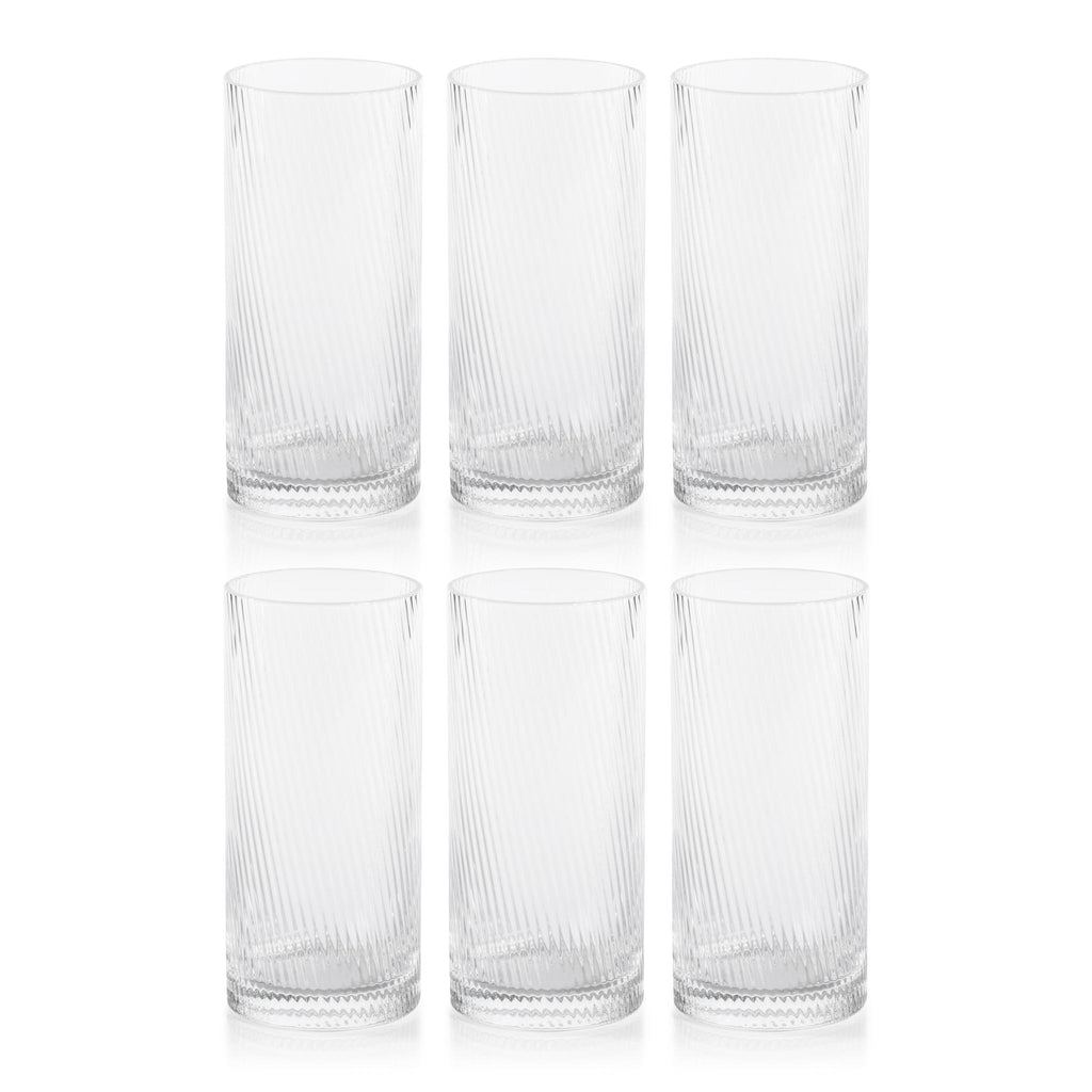 Zodax Chadwell Rippled Highball Glasses, Set of 6