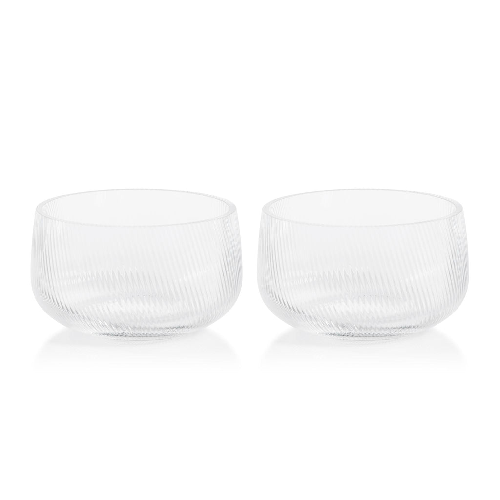 Zodax Chadwell 6.25" Rippled Glass Bowls, Set of 2