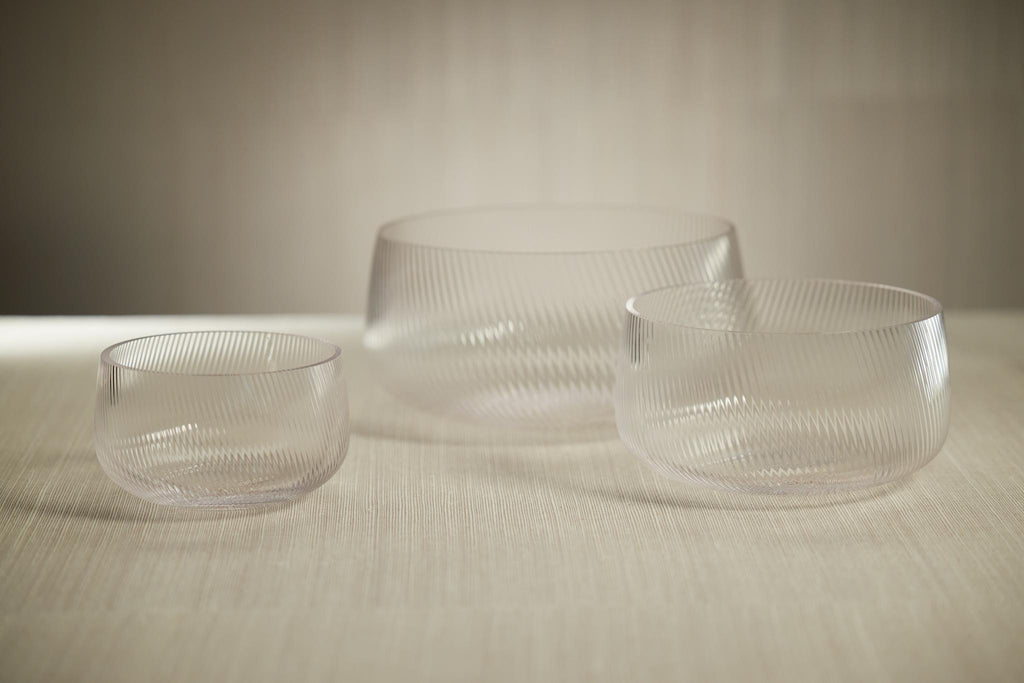 Zodax Chadwell 6.25" Rippled Glass Bowls, Set of 2