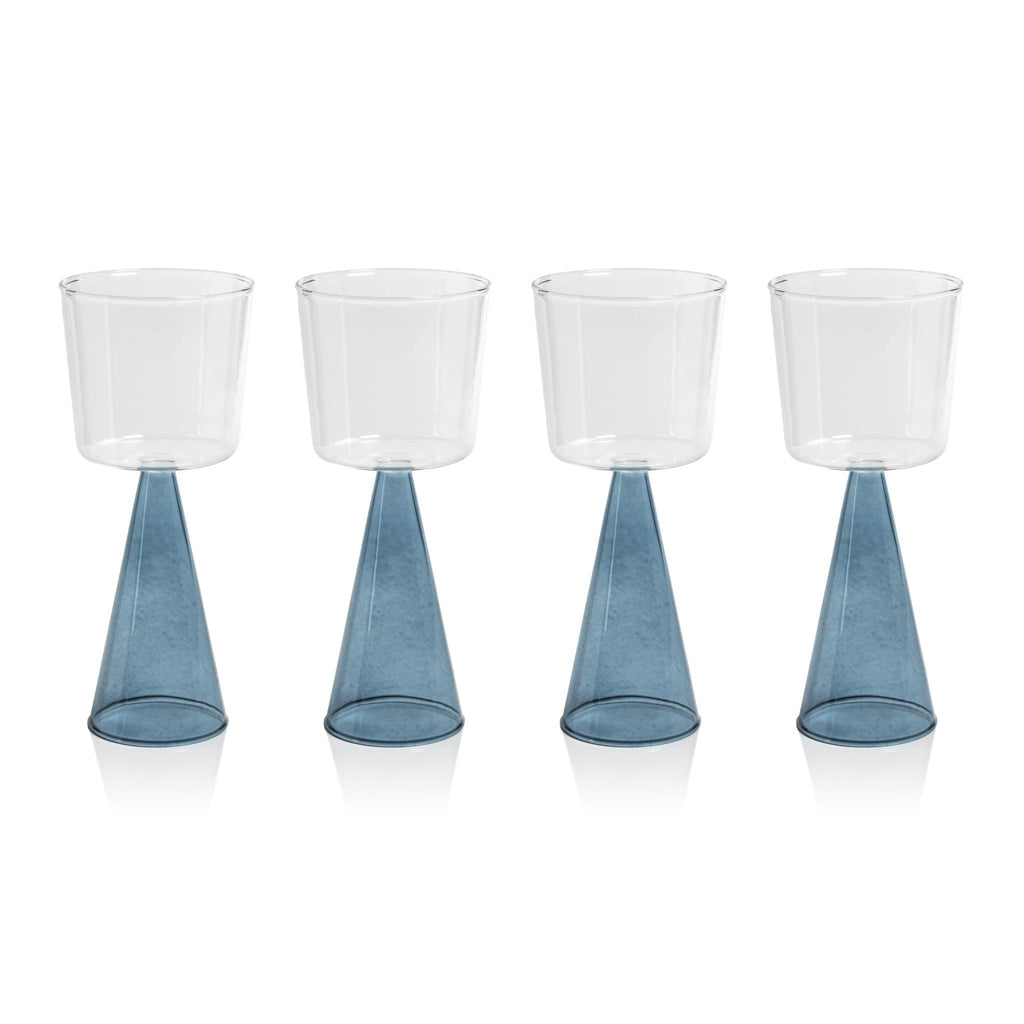 Zodax Blue Viterbo Wine White Wine Glasses, Set of 4