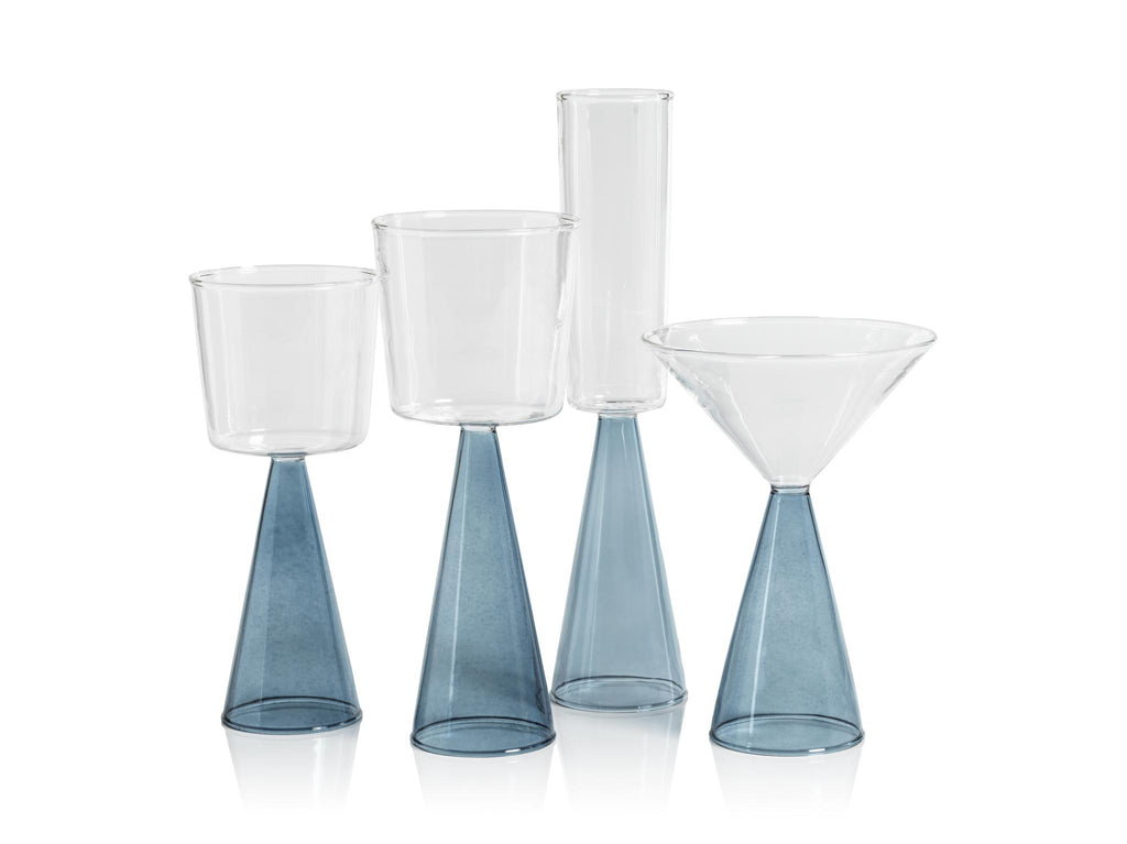 Zodax Blue Viterbo Wine White Wine Glasses, Set of 4