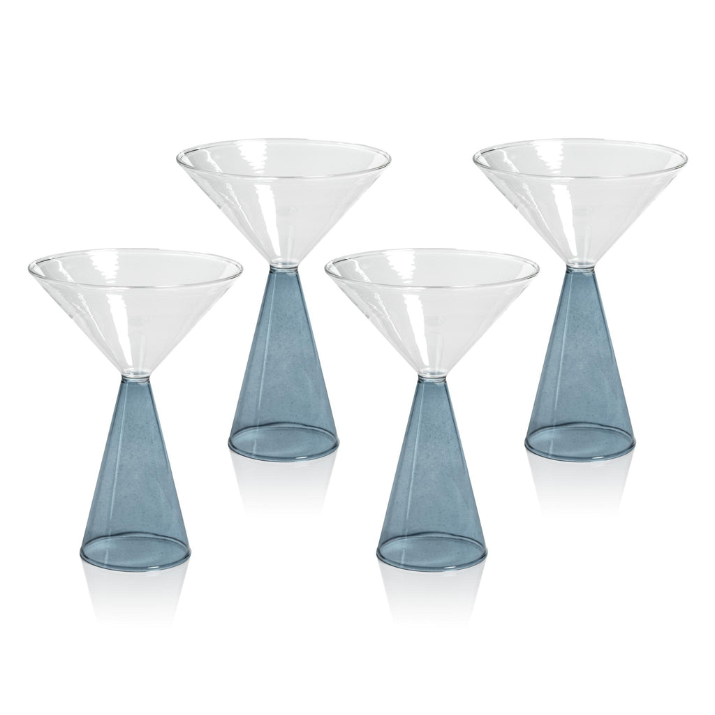 Zodax Blue Viterbo Martini Glasses, Set of 4