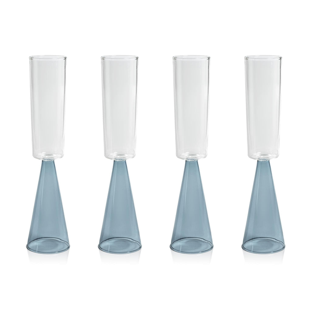 Zodax Blue Viterbo Champagne Flutes, Set of 4