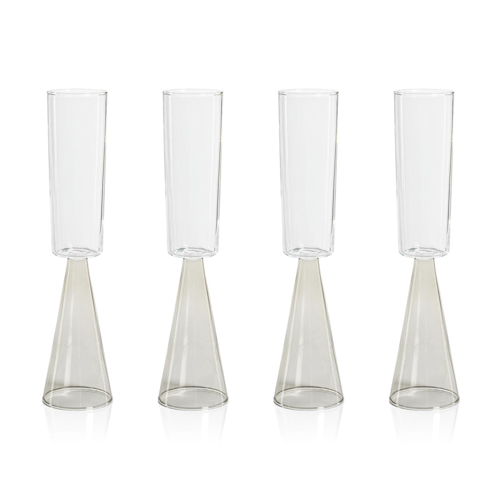 Zodax Smoke Viterbo Champagne Flutes, Set of 4