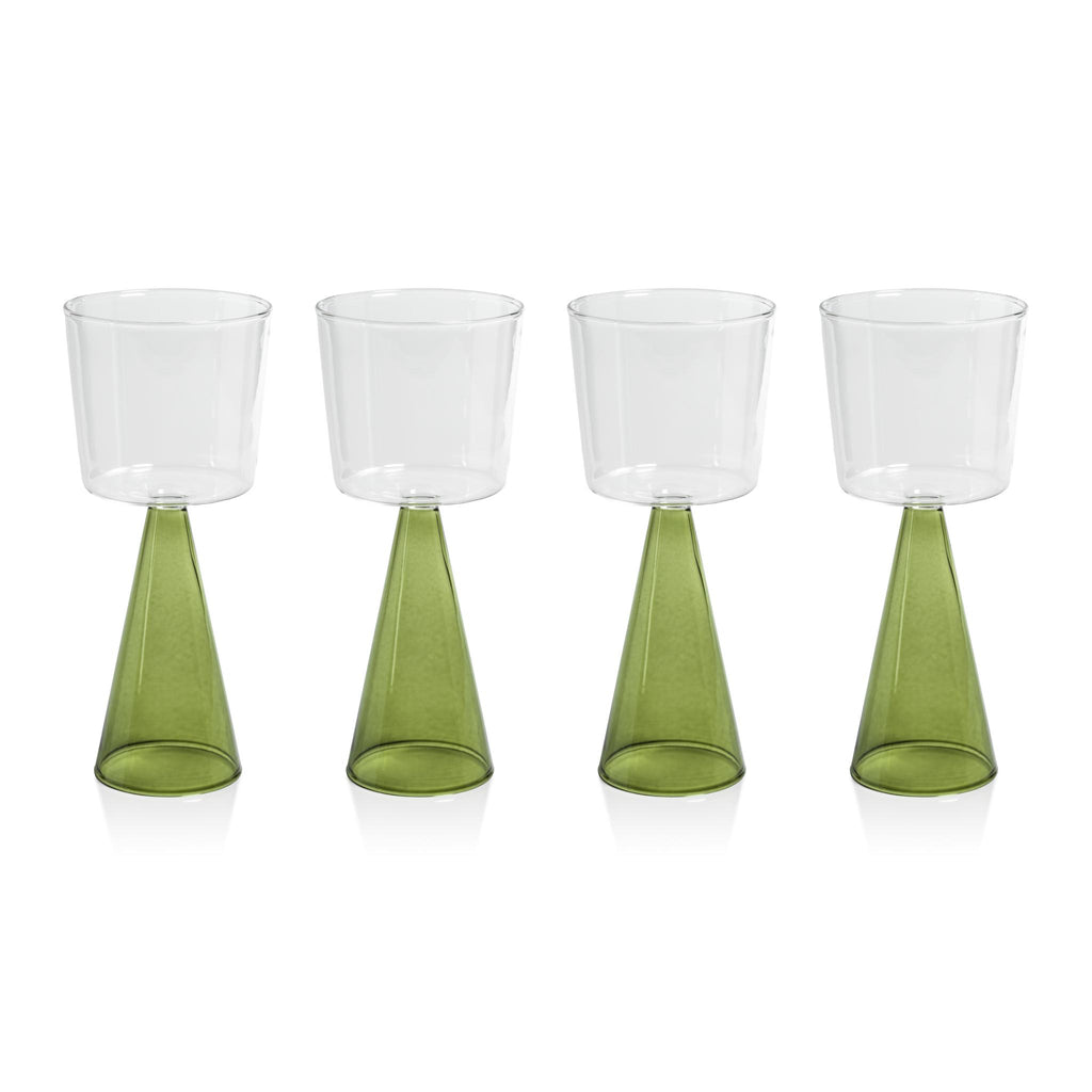 Zodax Green Viterbo Wine White Wine Glasses, Set of 4