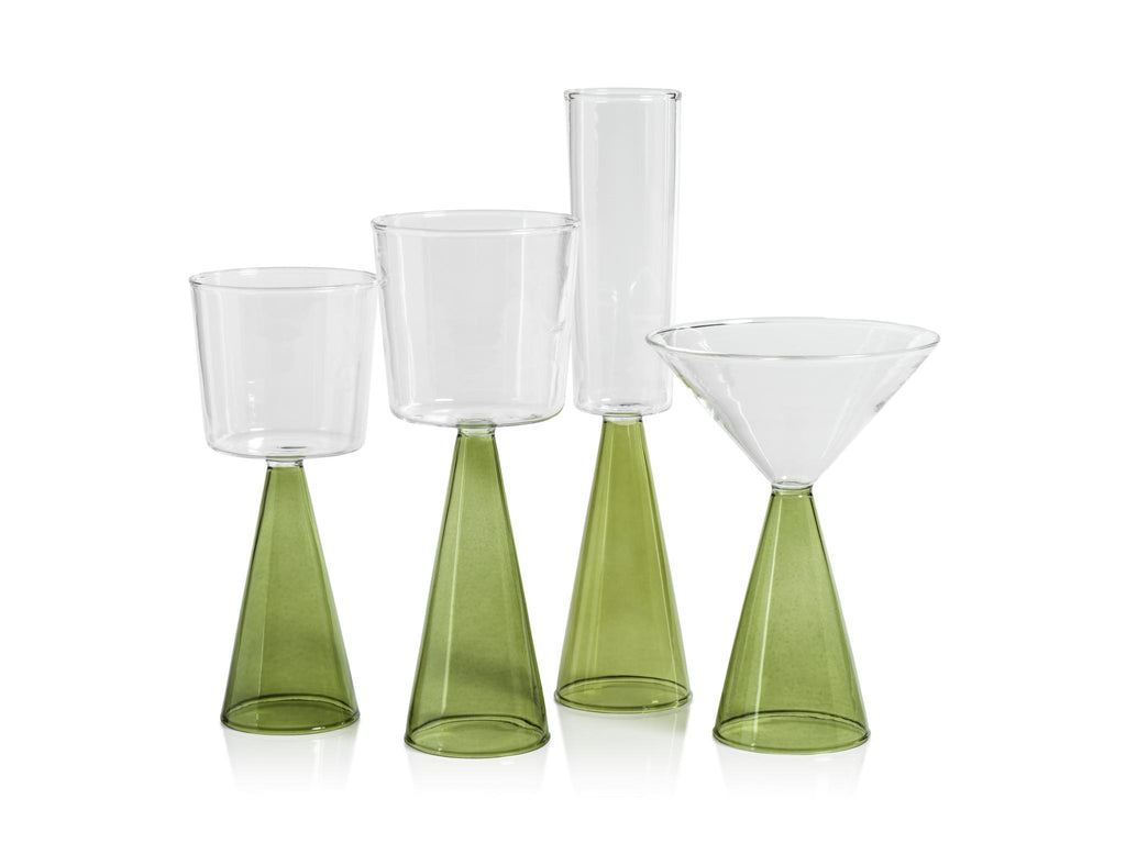 Zodax Green Viterbo Wine White Wine Glasses, Set of 4