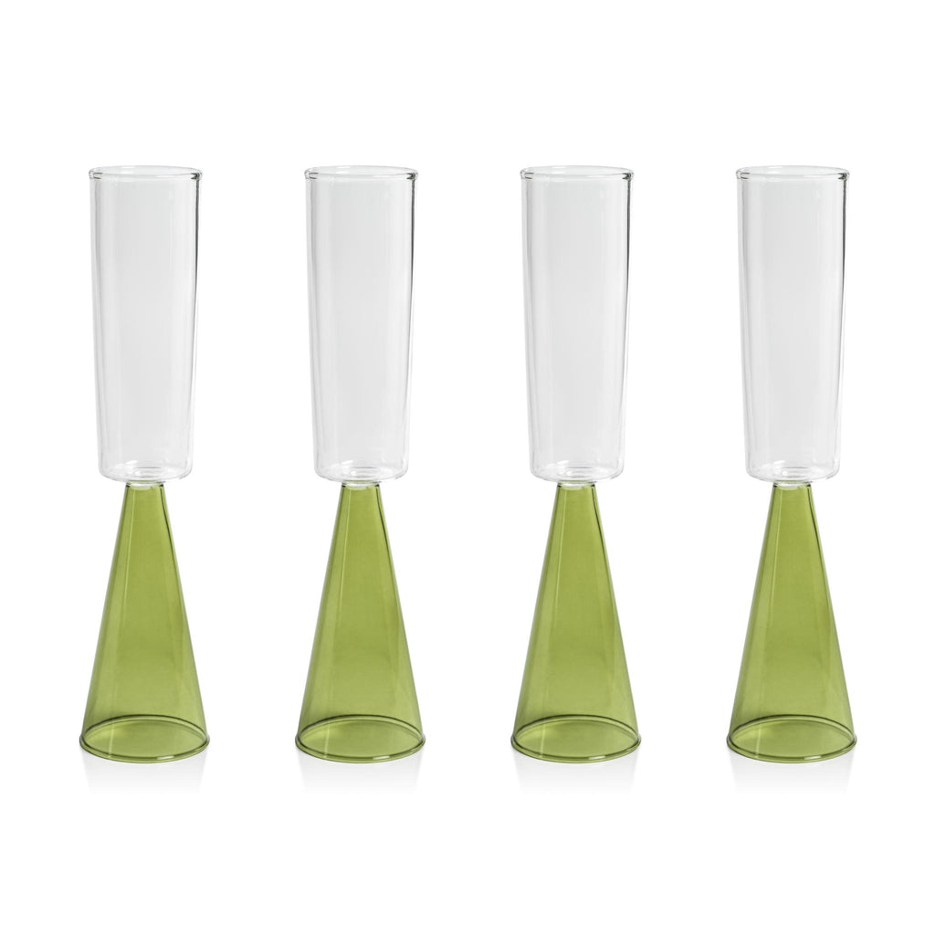 Zodax Green Viterbo Champagne Flutes, Set of 4