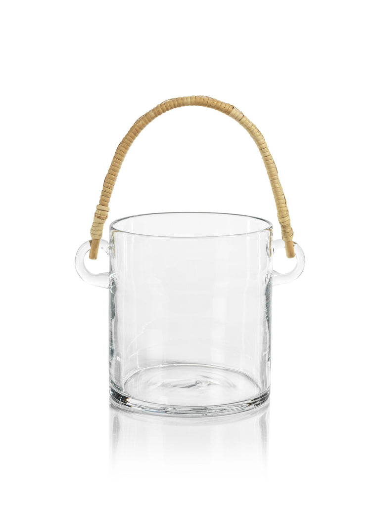 Zodax Budva Glass Ice Bucket / Wine Cooler with Rattan Handle