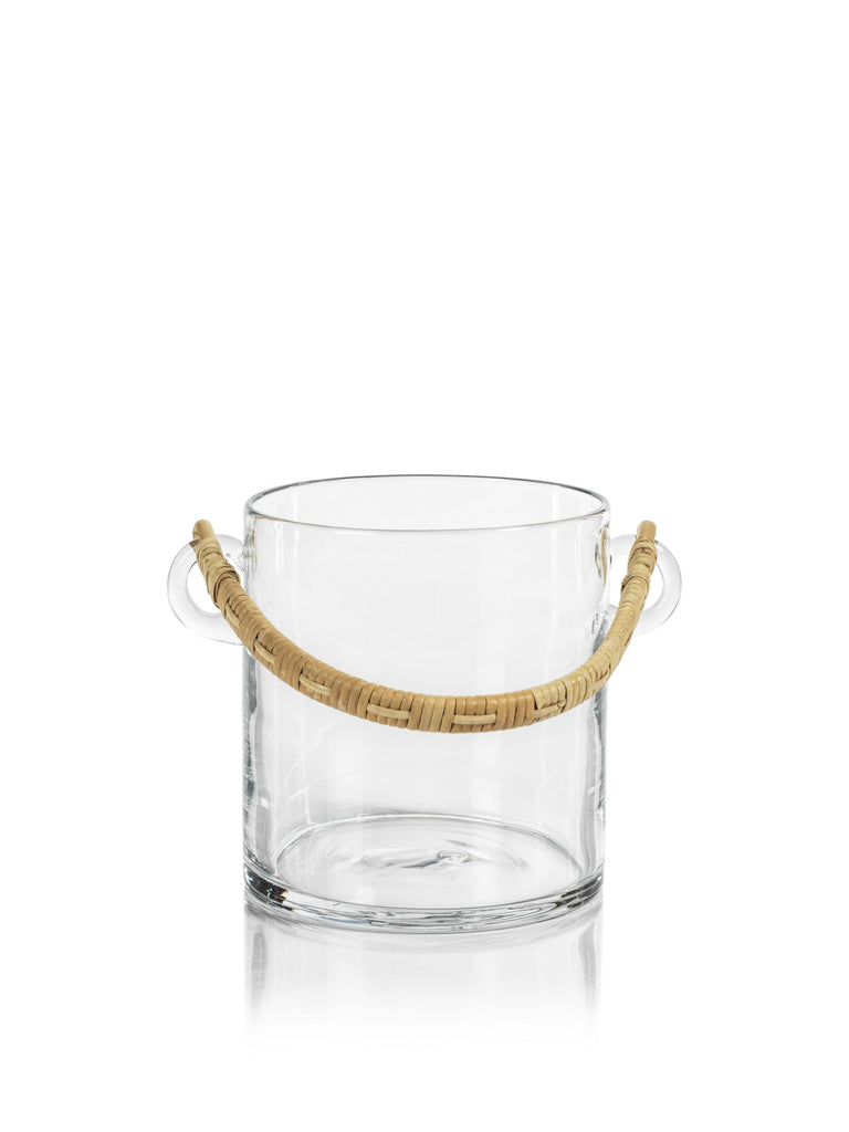 Zodax Budva Glass Ice Bucket / Wine Cooler with Rattan Handle