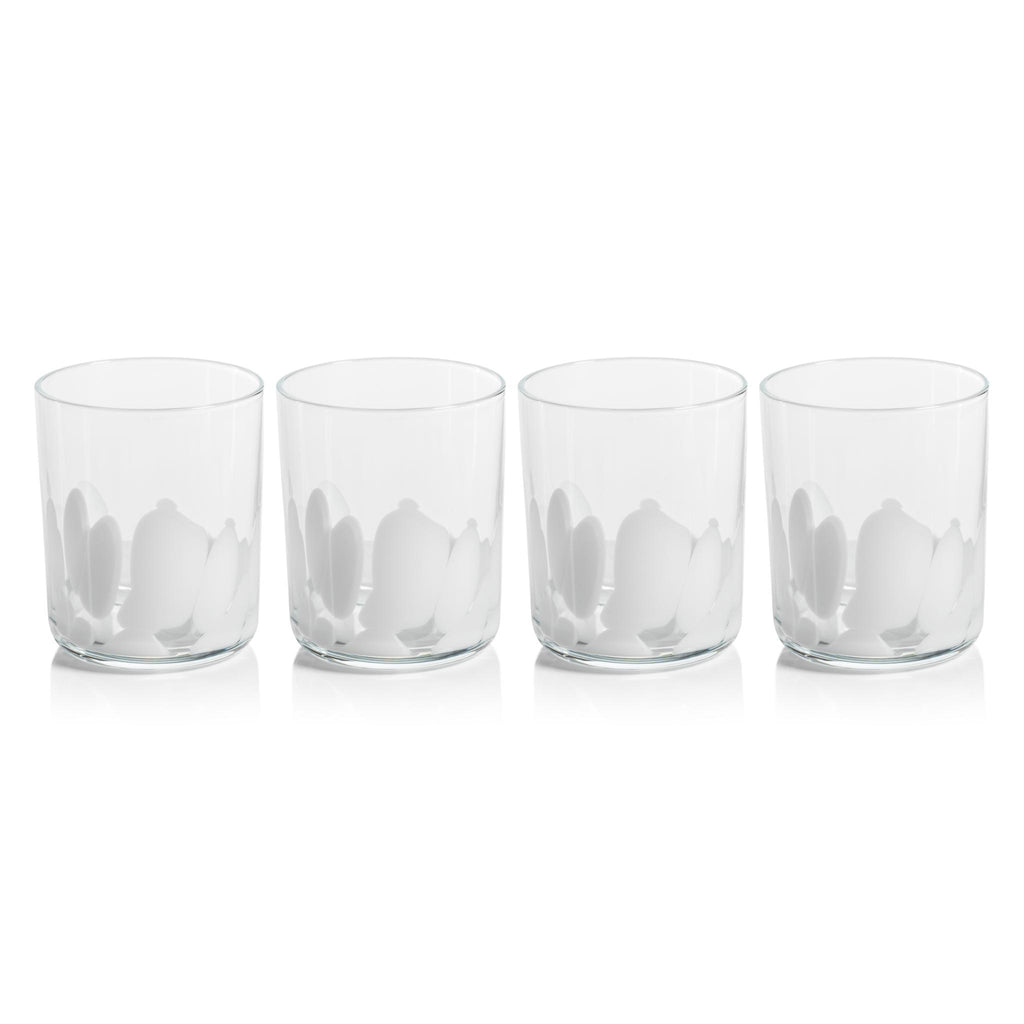 Zodax Pacos White Spot Tumbler Glasses, Set of 4