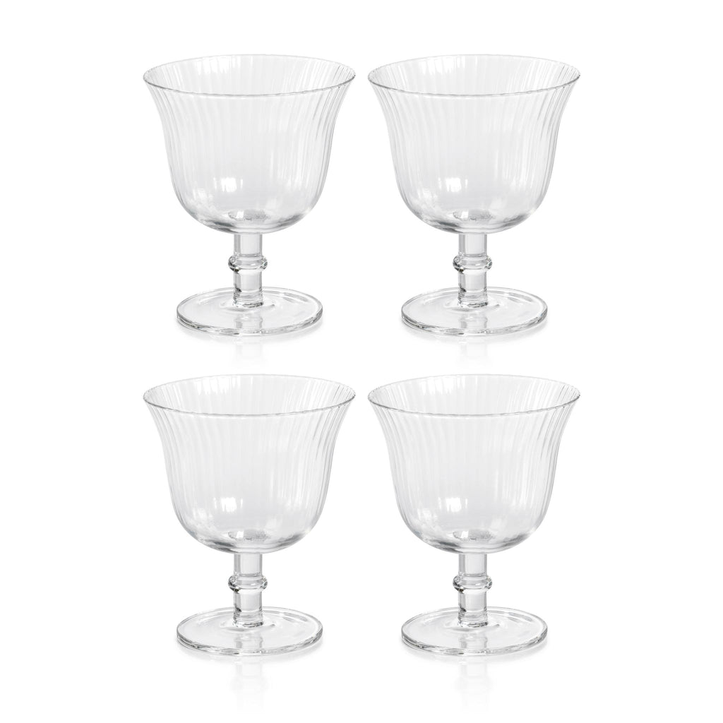 Zodax Kenley Clear Optic Cocktail / Desert Glasses, Set of 4