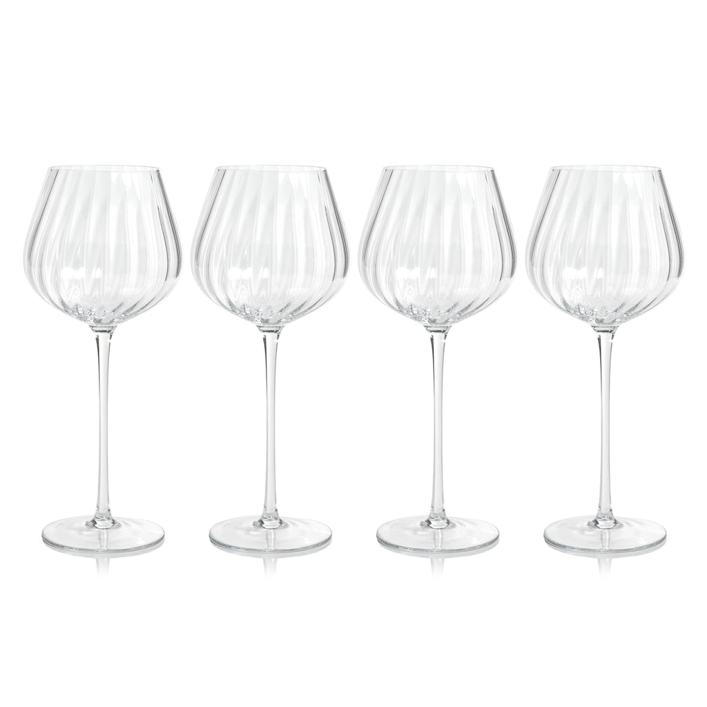 Zodax Clear Malden Optic Red Wine Glasses, Set of 4