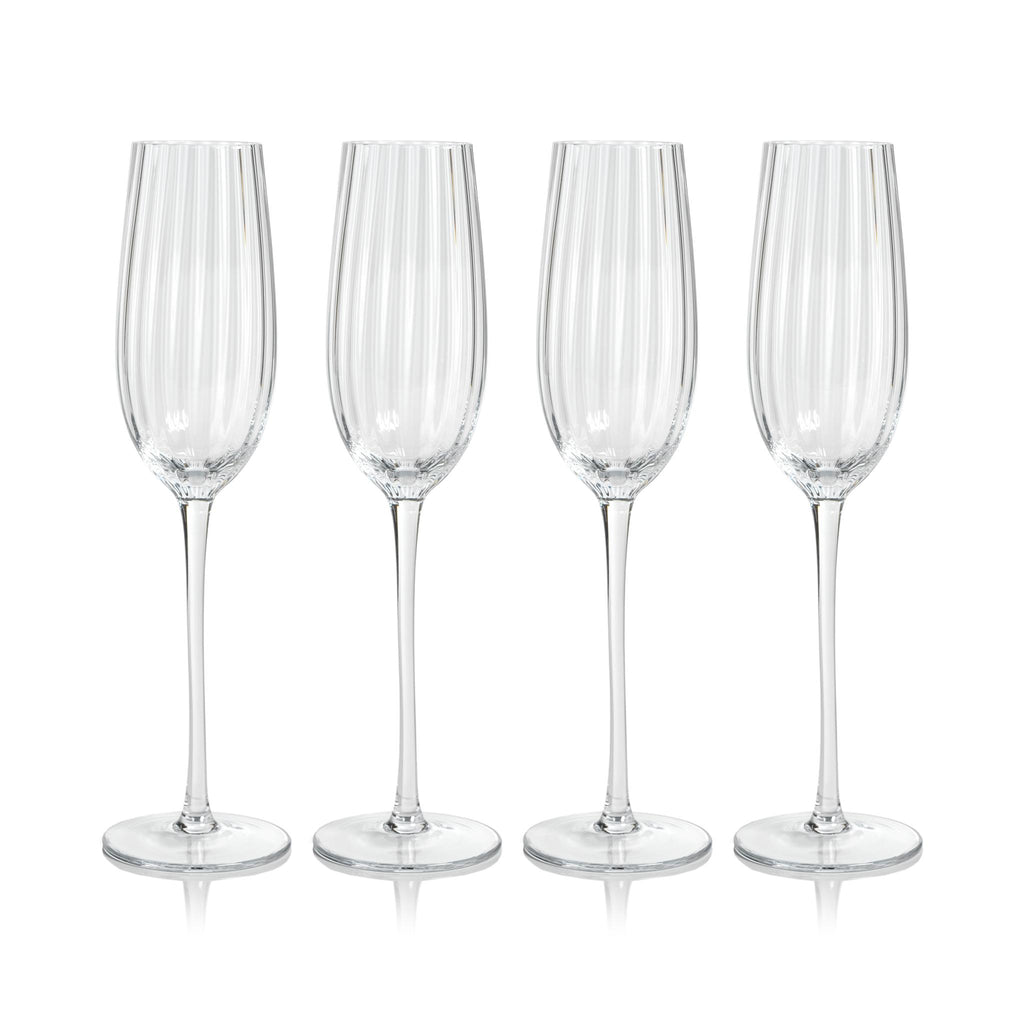 Zodax Clear Malden Optic Champagne Flutes, Set of 4