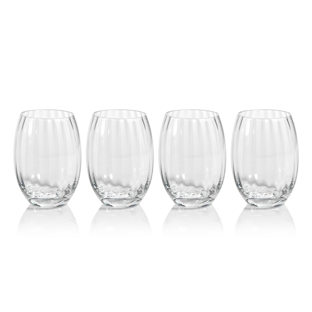 Zodax Clear Malden Optic Stemless All-Purpose Glasses, Set of 4