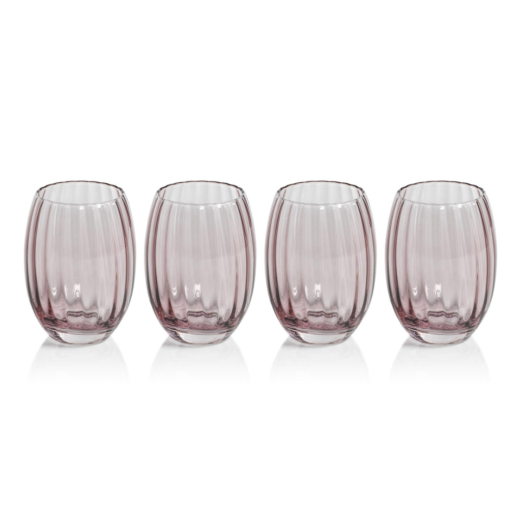 Zodax Wine Malden Optic Stemless All-Purpose Glasses, Set of 4