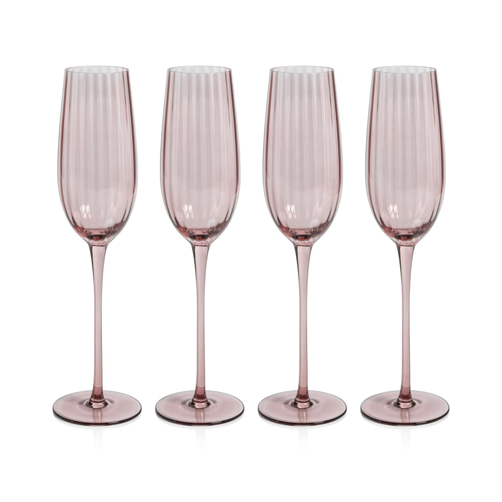 Zodax Wine Malden Optic Champagne Flutes, Set of 4