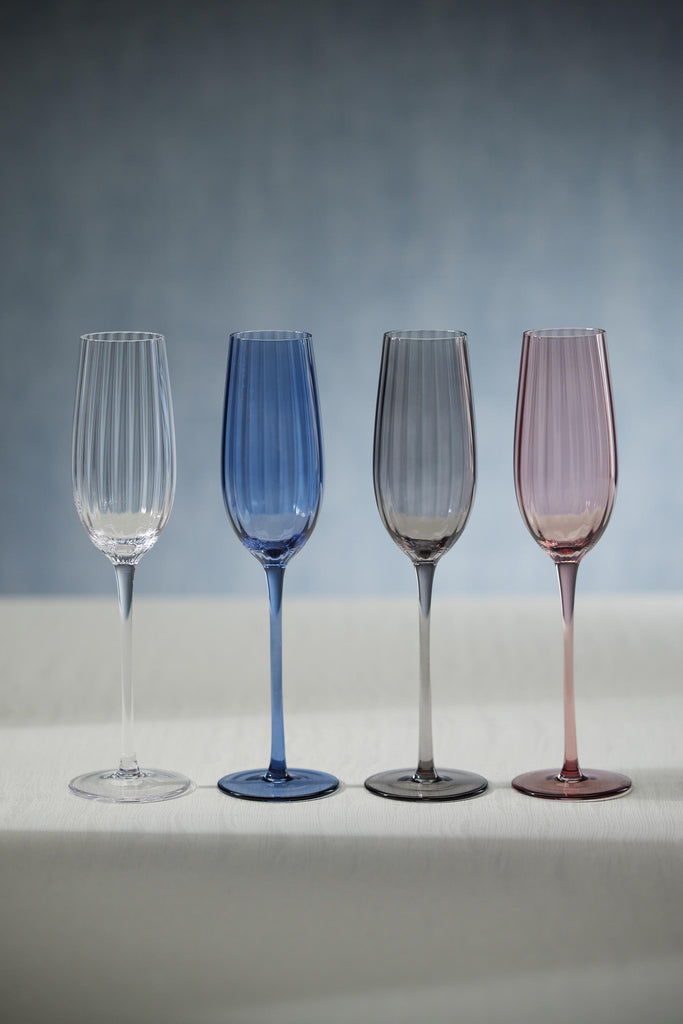 Zodax Wine Malden Optic Champagne Flutes, Set of 4