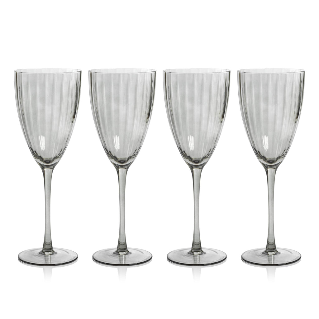 Zodax Smoke Malden Optic White Wine Glasses, Set of 4