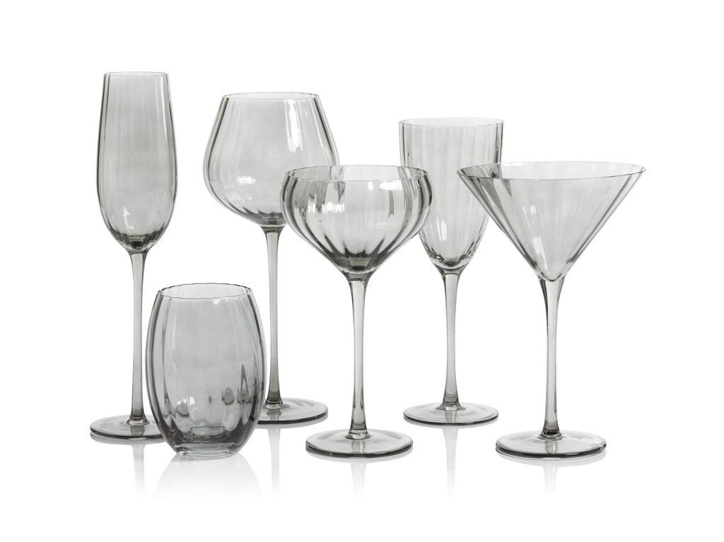 Zodax Smoke Malden Optic White Wine Glasses, Set of 4